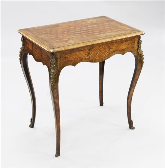 A Louis XVI style rectangular ormolu mounted side table, W.2ft 3in.